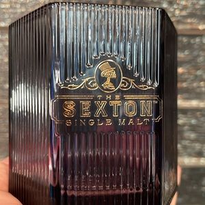 The Sexton Whiskey Single Malt Low Ball Rocks Glasses Man Cave Bar Smokey Skulls